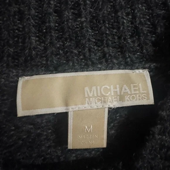 Michael Kors Colorblock Mock Neck Sweater Womens Medium Charcoal Grey Light Grey - Picture 2 of 4